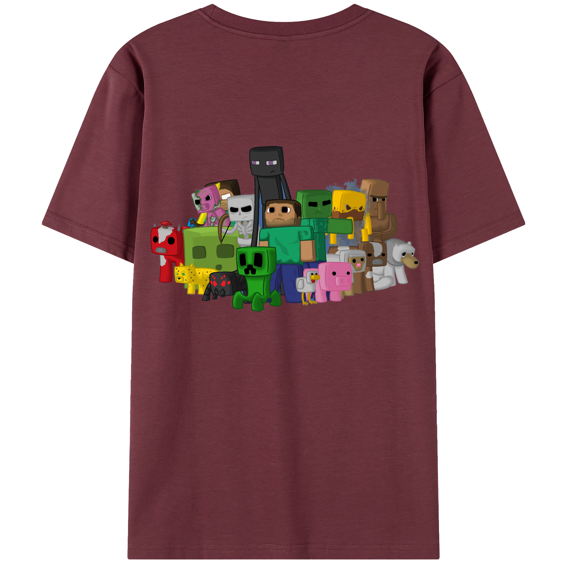 （画像用） マインクラフト ブロックの世界 Minecraft MC Block world 綿100％半袖Tシャツ（背面プリント）